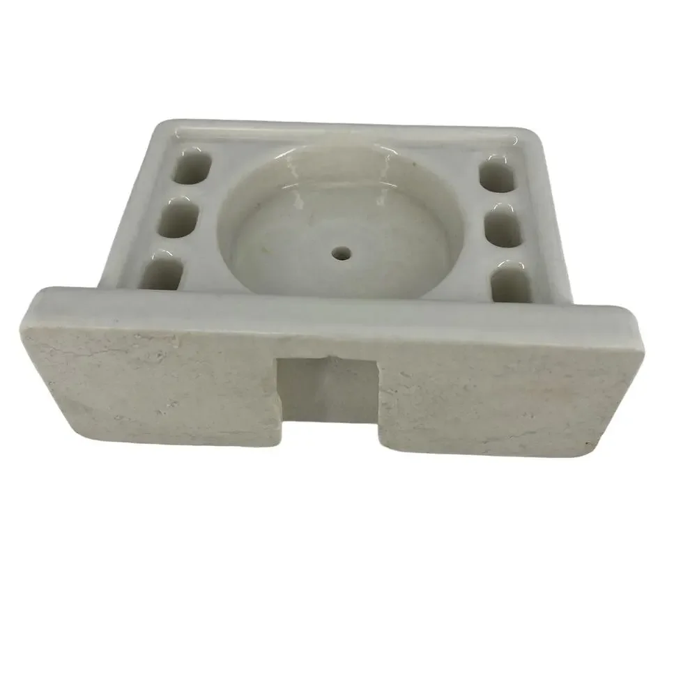 Vintage Ceramic 6-Slot Toothbrush and Cup Holder Wall Mount Antique Bath Reno